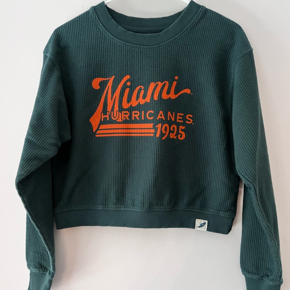 Miami Hurricanes Green Crop Sweatshirt small